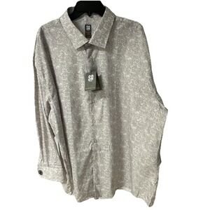 Stacey Adam's Performance Tech Men's Sz 4 XL Long Sleeves Beige Tonal Paisley NW